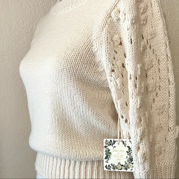 Girls Ivory Dot Sleeve Sweater - Picture 7 of 16